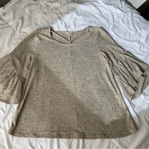 soft cotton blouse with flared bell sleeves